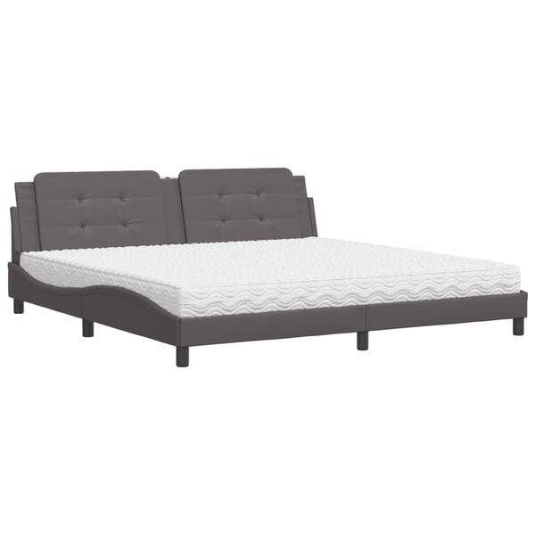vidaXL Letto con Materasso Zadar Grigio 200x200 cm in Similpelle