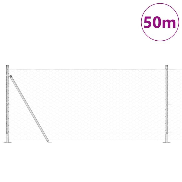 vidaXL Palo della recinzione Argento 50 x 1 m (griglia 50 mm) Acciaio