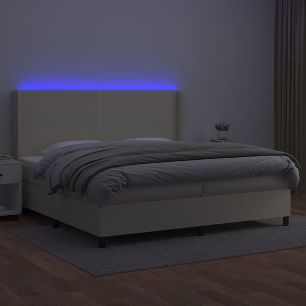 vidaXL Giroletto a Molle con Materasso e LED Crema 200x200 cm