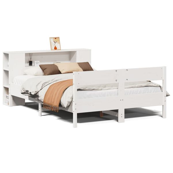 vidaXL Letto Libreria senza Materasso Bianco 140x190 cm Legno di Pino