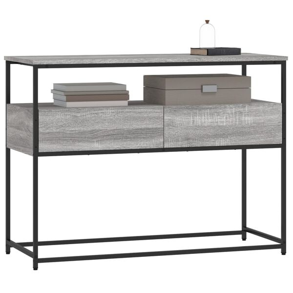 vidaXL Tavolino Consolle Grigio Sonoma 100x40x75cm Legno Multistrato
