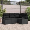 vidaXL Set di divani con cuscino 4 pcs Nero polyrattan
