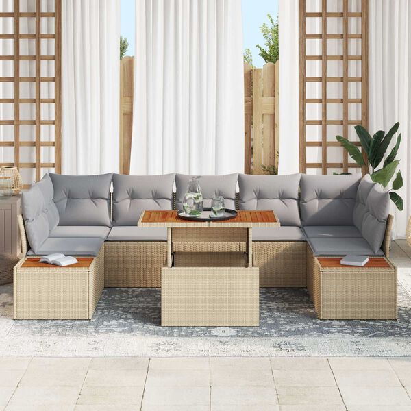 vidaXL Set Divano da Giardino 8 pcs Beige Poly Rattan