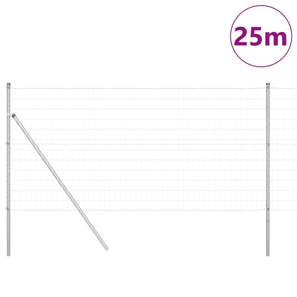 vidaXL Recinzione con Posto Argento 1,2 x 25 m Acciaio e PVC