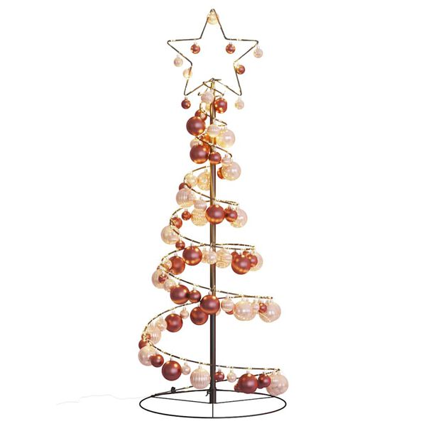 vidaXL Albero di Natale a LED con Palline 80 LED Bianco Caldo 120 cm