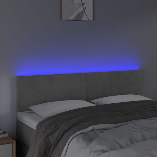 vidaXL Testiera a LED Grigio Chiaro 144x5x78/88 cm in Velluto