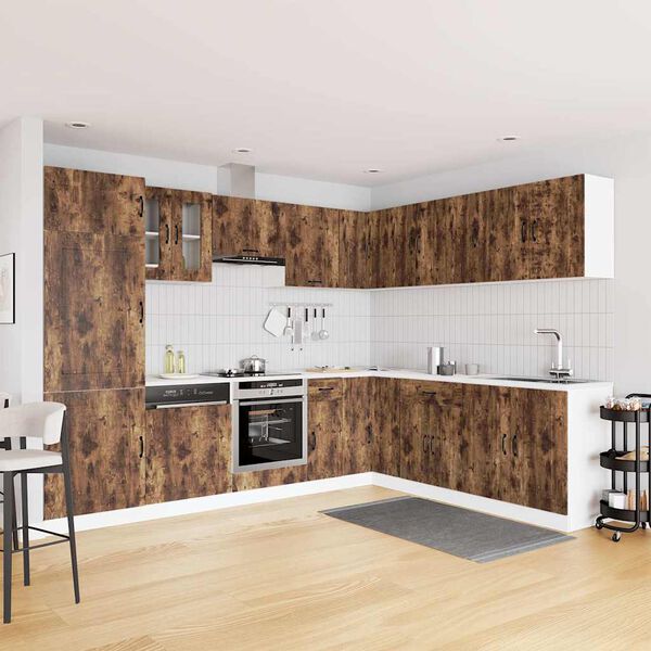 vidaXL Set Mobili da Cucina 14 pz Kalmar Rovere Fumo Legno Multistrato