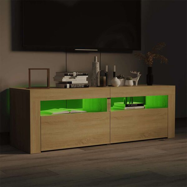 vidaXL Mobile Porta TV con Luci LED Rovere Sonoma 120x35x40 cm