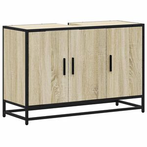 vidaXL Mobiletto per Lavabo da Bagno Rovere Sonoma 90x33x60 cm Legno Massello
