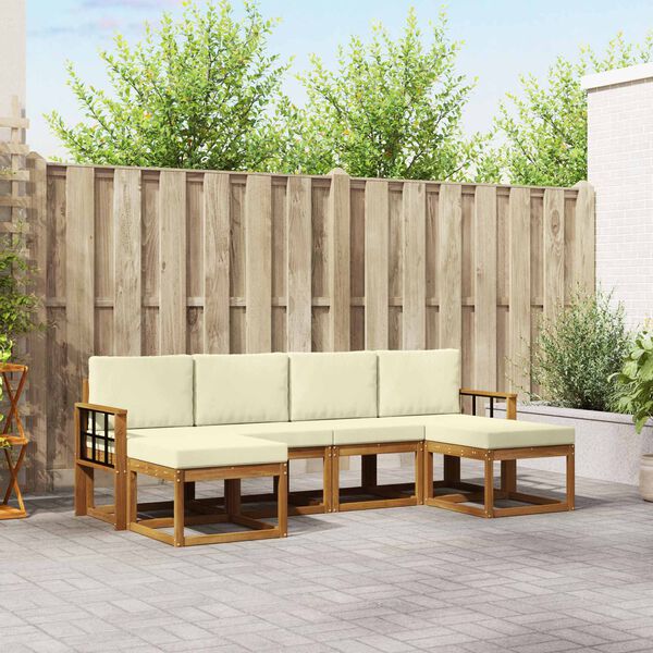 vidaXL Set di divani da esterno con cuscino 6 pcs Naturale e Crema