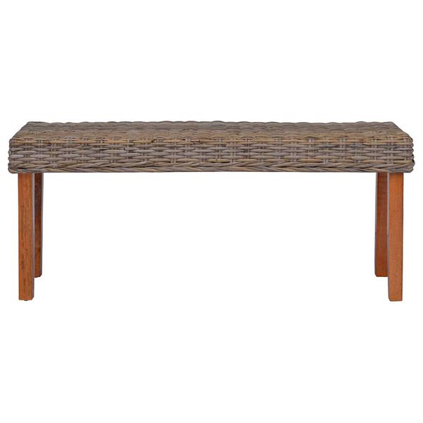 vidaXL Panca 110 cm in Rattan Naturale Kubu e Massello di Mogano