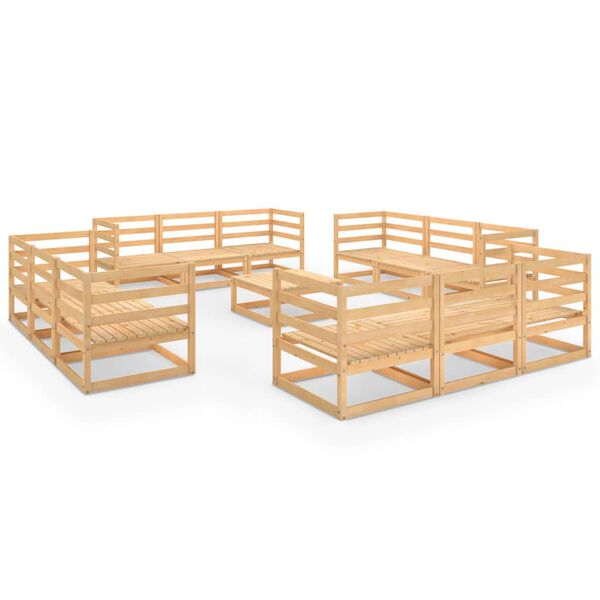 vidaXL Set Divani da Giardino 13 pz in Legno Massello di Pino