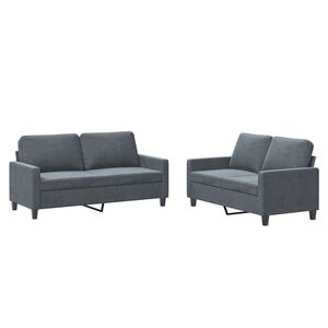 vidaXL Set di Divani 2 pz con Cuscini Grigio Scuro in Velluto