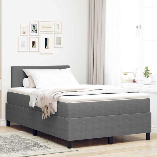 vidaXL Letto a molle con testiera Grigio chiaro e bianco 120 x 190 cm