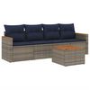 vidaXL Set Divani da Giardino 5 pz con Cuscini Grigio in Polyrattan