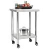 vidaXL Tavolo da Lavoro Cucina con Ruote 60x60x85 cm in Acciaio Inox