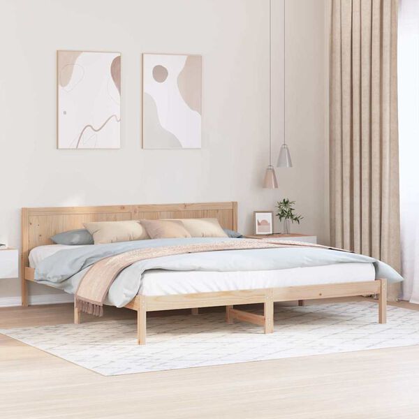 vidaXL Struttura del letto Marrone 200 x 200 cm Legno massello di pino