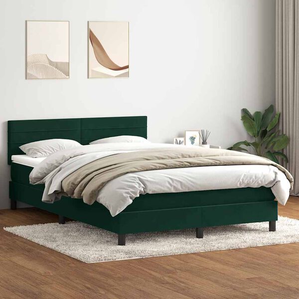 vidaXL Giroletto a Molle con Materasso Verde Scuro 160x210 cm Velluto
