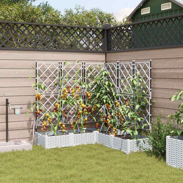 vidaXL Vaso da giardino 5 pcs Bianco Acciaio