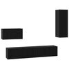 vidaXL Mobile TV da Parete 4 pcs Rovere Nero Legno multistrato