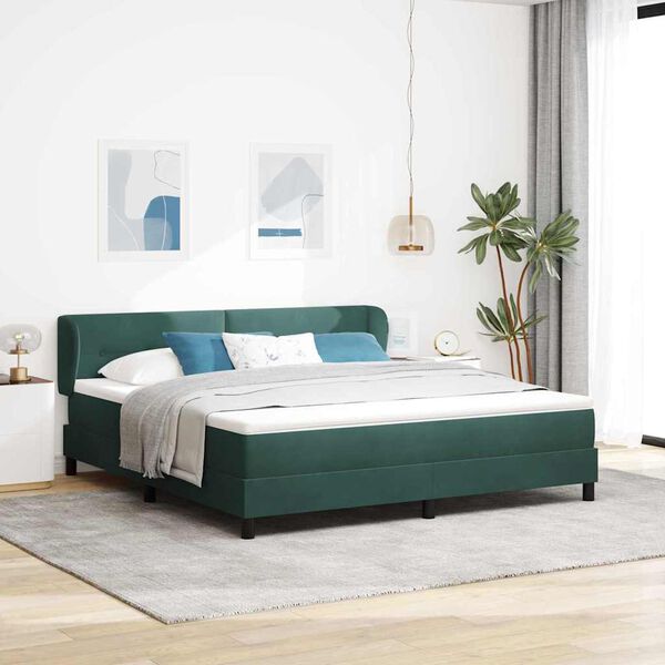 vidaXL Letto a molle con materasso Verde scuro 180 x 200 cm Velluto