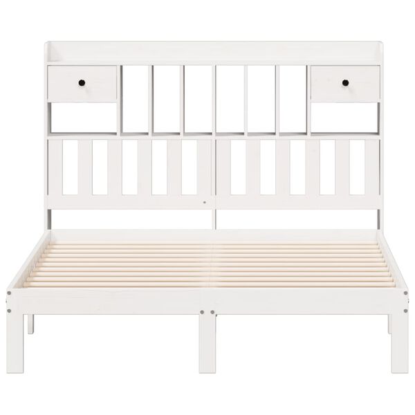 vidaXL Letto Libreria senza Materasso Bianco 135x190 cm Legno di Pino