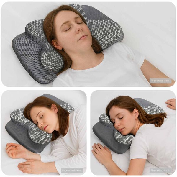 vidaXL Cuscino cervicale Grigio Schiuma Memory 58 x 38 x 12 cm