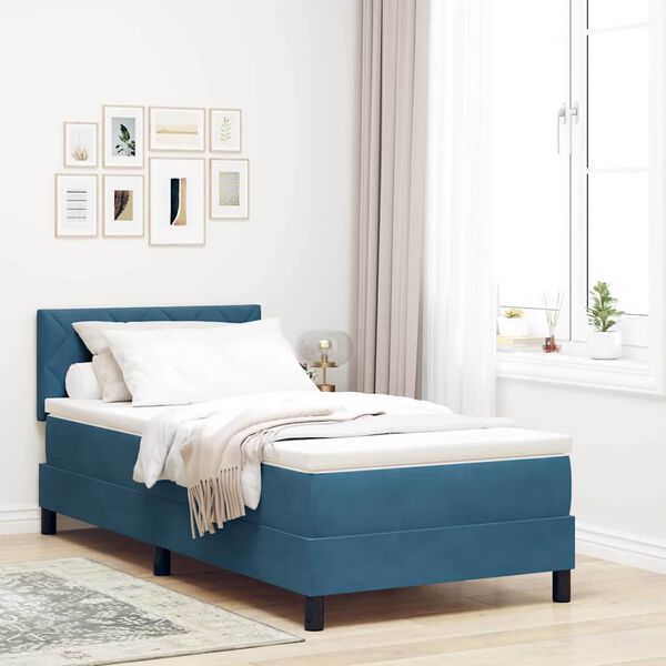 vidaXL Letto a molle con materasso Blu Scuro 90 x 190 cm Velluto
