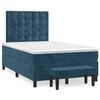 vidaXL Giroletto a Molle con Materasso Blu Scuro 120x190 cm in Velluto