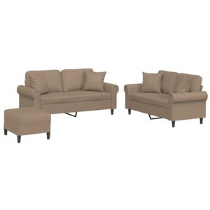 vidaXL Set di Divani 3 pz con Cuscini Cappuccino in Similpelle