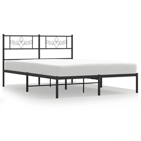 vidaXL Giroletto con Testiera in Metallo Nero 140x190 cm