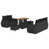 vidaXL Set Divano da Giardino 8 pcs Nero polyrattan
