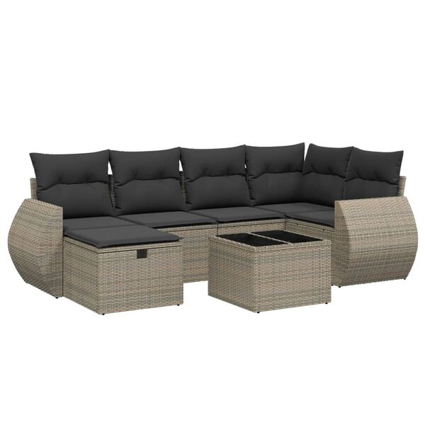 vidaXL Set Divano da Giardino 6 pz con Cuscini Grigio in Polyrattan