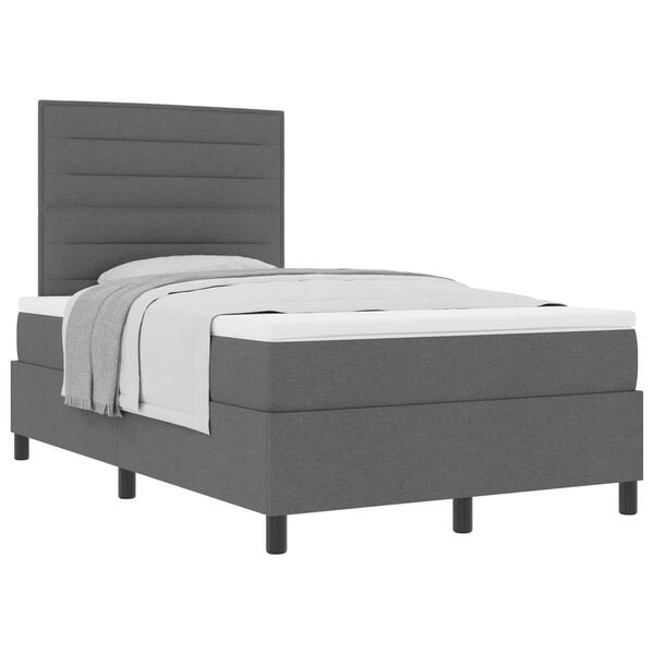 vidaXL Letto a molle con materasso Grigio scuro 120 x 200 cm Tessuto