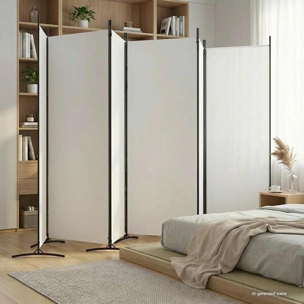 vidaXL Divisorio a 6 Pannelli Bianco 520x180 cm Tessuto