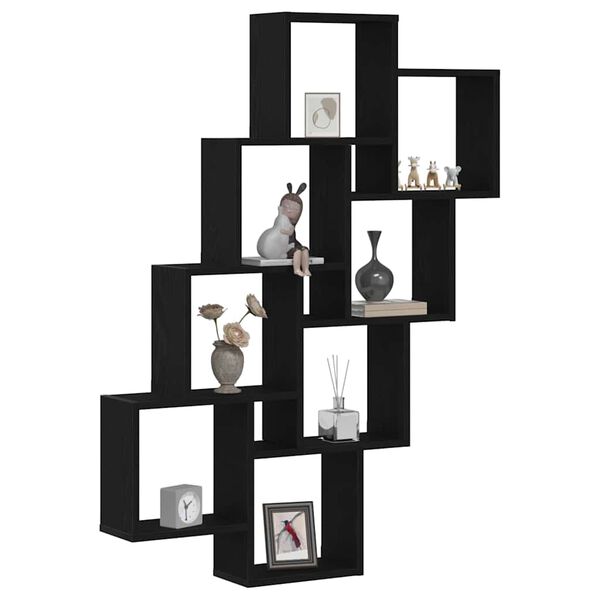 vidaXL Scaffale da parete Rovere nero 90 x 15 x 119.5 cm