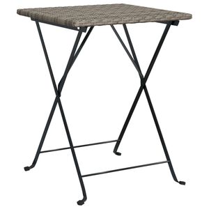 vidaXL Tavolo Pieghevole da Bistr&ograve; Grigio 55x54x71 cm Polyrattan