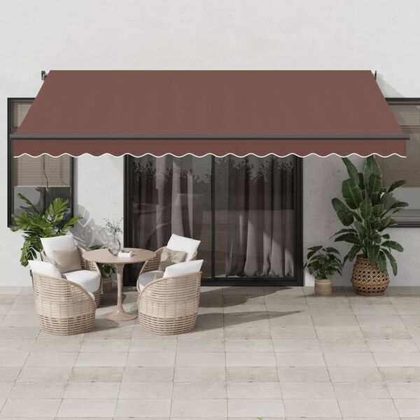 vidaXL Tenda da Sole Retrattile Automatica con LED Marrone 450x350 cm