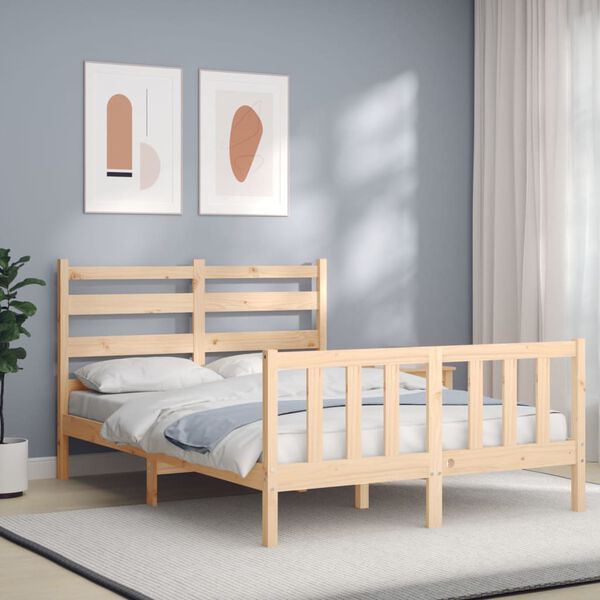 vidaXL Letto senza Materasso 140x190 cm in Legno Massello di Pino