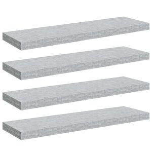 vidaXL Scaffali a Parete 4 pz Grigio Cemento 80x23,5x3,8 cm in MDF
