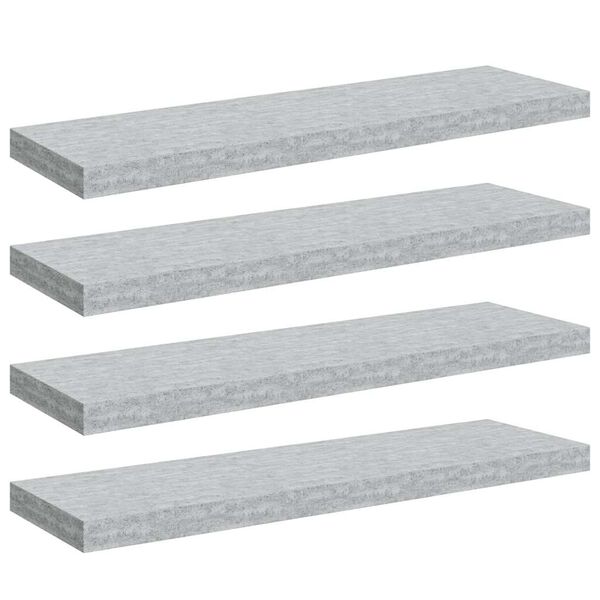 vidaXL Scaffali a Parete 4 pz Grigio Cemento 80x23,5x3,8 cm in MDF