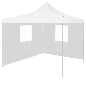 vidaXL Gazebo Professionale Pieghevole 2 Pareti 3x3 m Acciaio Bianco