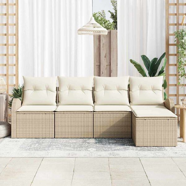 vidaXL Set Divano da Giardino Beige polyrattan