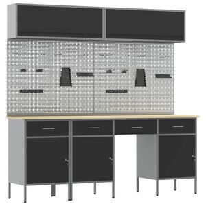 vidaXL Set di mobili da lavoro con cassetto con blocco 10 pcs Nero