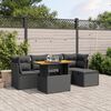 vidaXL Set Divano da Giardino 6 pz con Cuscini Nero in Polyrattan