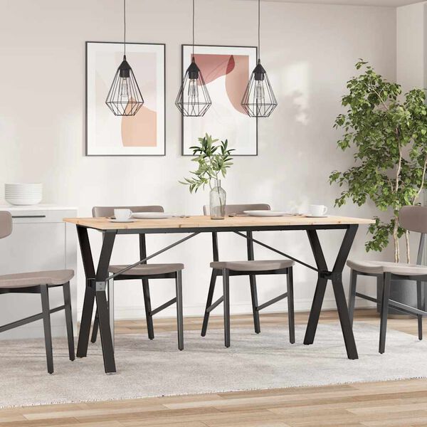 vidaXL Tavolo da Pranzo Telaio a Y 140x80x75 cm Legno Pino e Acciaio