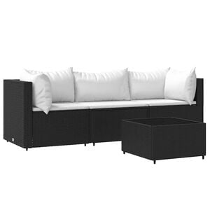vidaXL Set Divani da Giardino 4 pz con Cuscini Nero in Polyrattan
