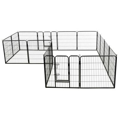 vidaXL Box per Cani con 16 Pannelli in Acciaio 80x80 cm Nero