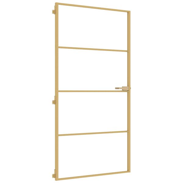 vidaXL Porta Interni Sottile Oro 102,5x201,5 Vetro Temperato Alluminio