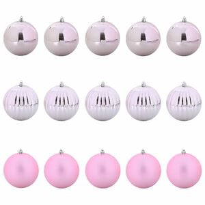 vidaXL Set di palline di Natale XL 15 pz Rosa &Oslash; 10 cm Plastica